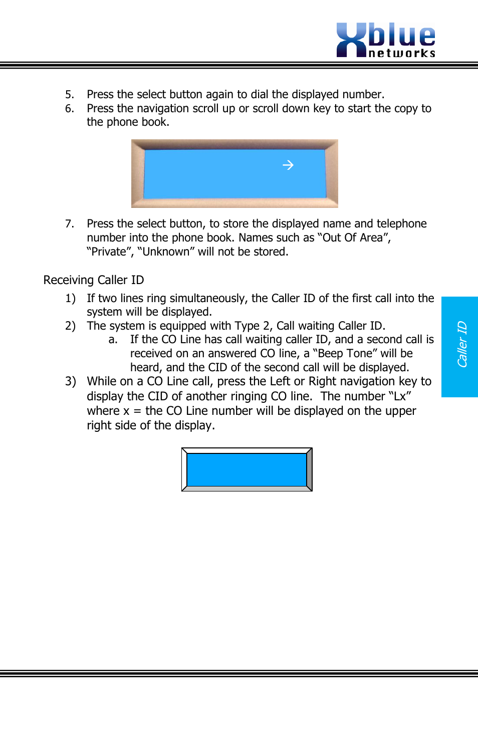 Receiving caller id | Xblue Networks X16 User Manual | Page 17 / 52