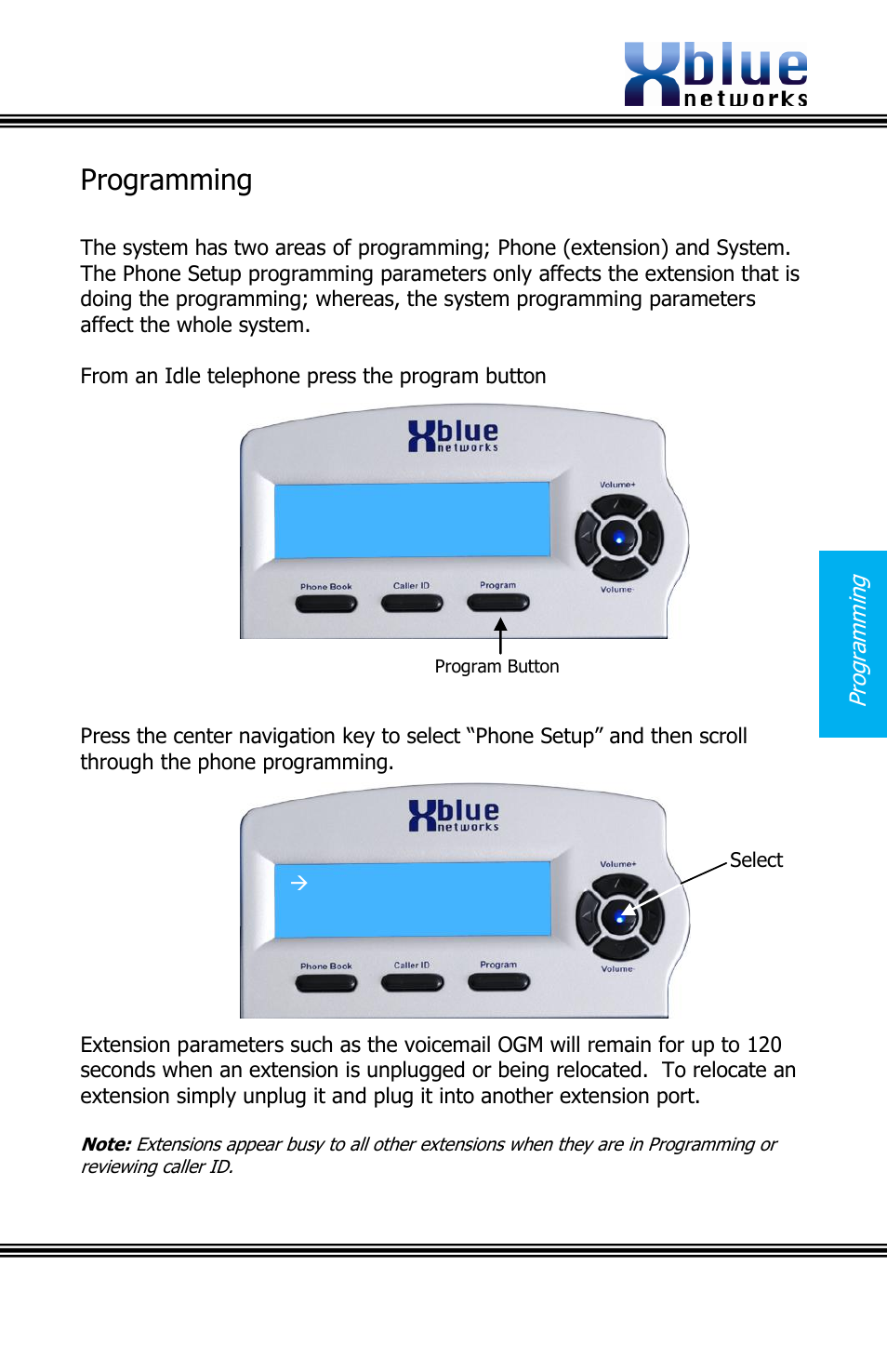 Programming | Xblue Networks X16 User Manual | Page 19 / 52