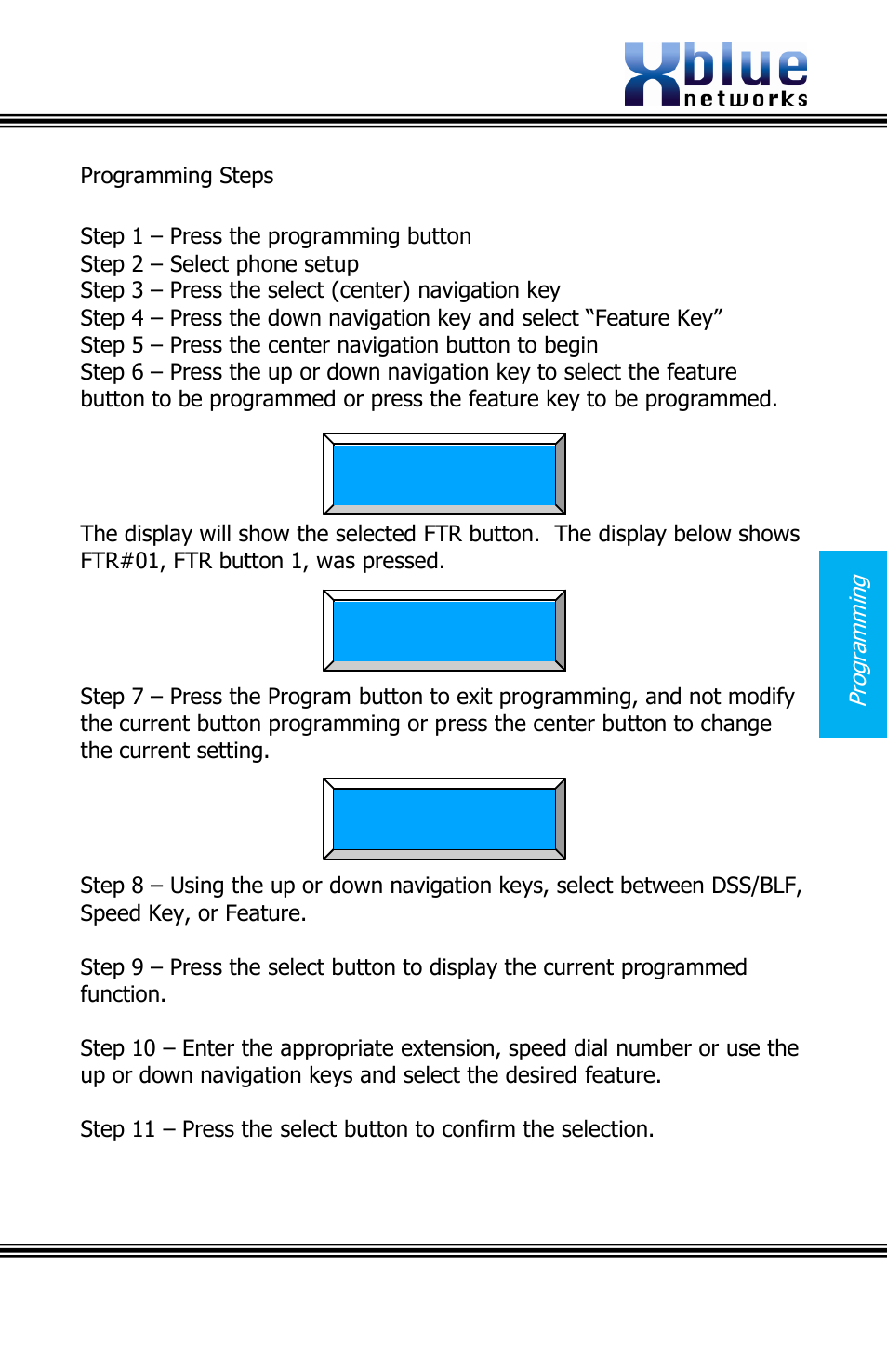 Programming steps | Xblue Networks X16 User Manual | Page 27 / 52