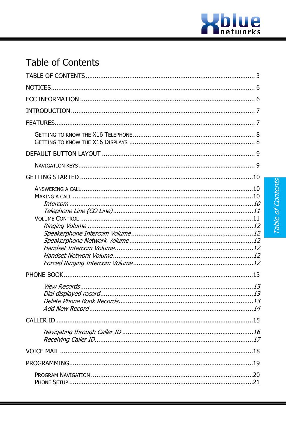 Xblue Networks X16 User Manual | Page 3 / 52