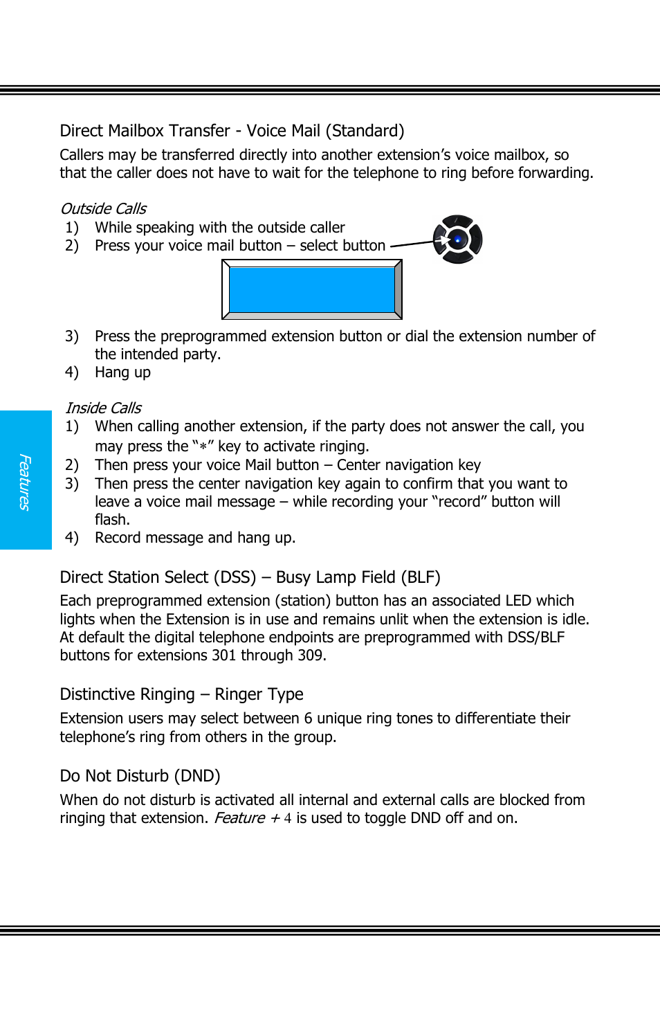 Irect, Ailbox, Ransfer | Oice, Tandard, Tation, Elect, Dss), Ield, Blf) | Xblue Networks X16 User Manual | Page 32 / 52