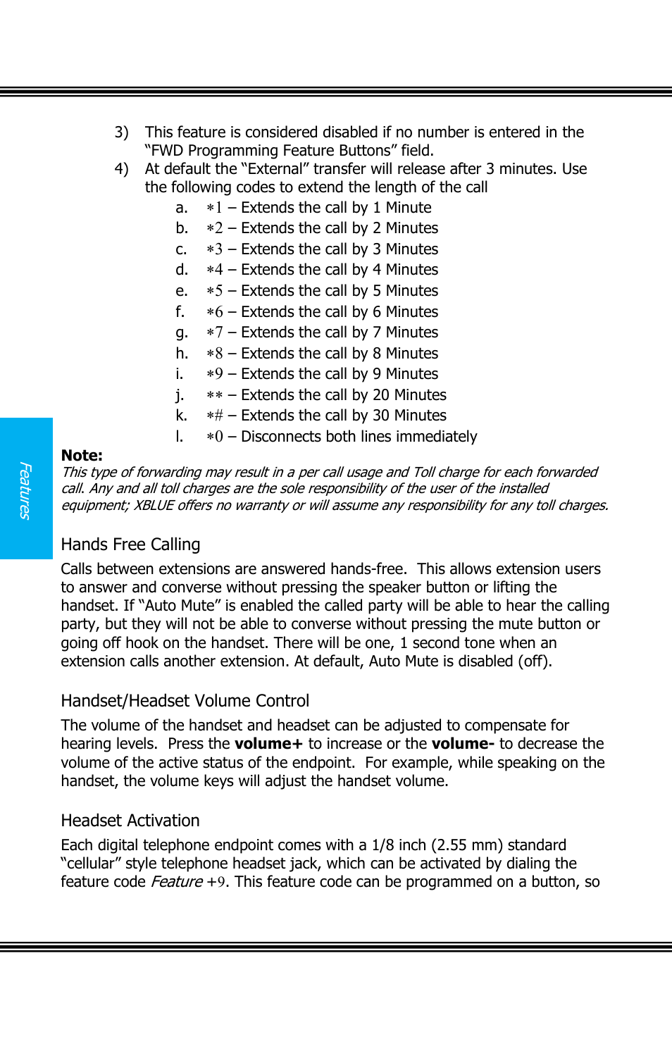 Ands, Alling, Andset | Eadset, Olume, Ontrol, Ctivation, X16 user guide | Xblue Networks X16 User Manual | Page 34 / 52