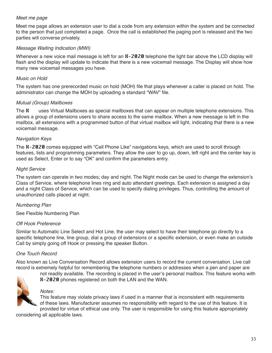 Xblue Networks X-25 User Manual | Page 33 / 148