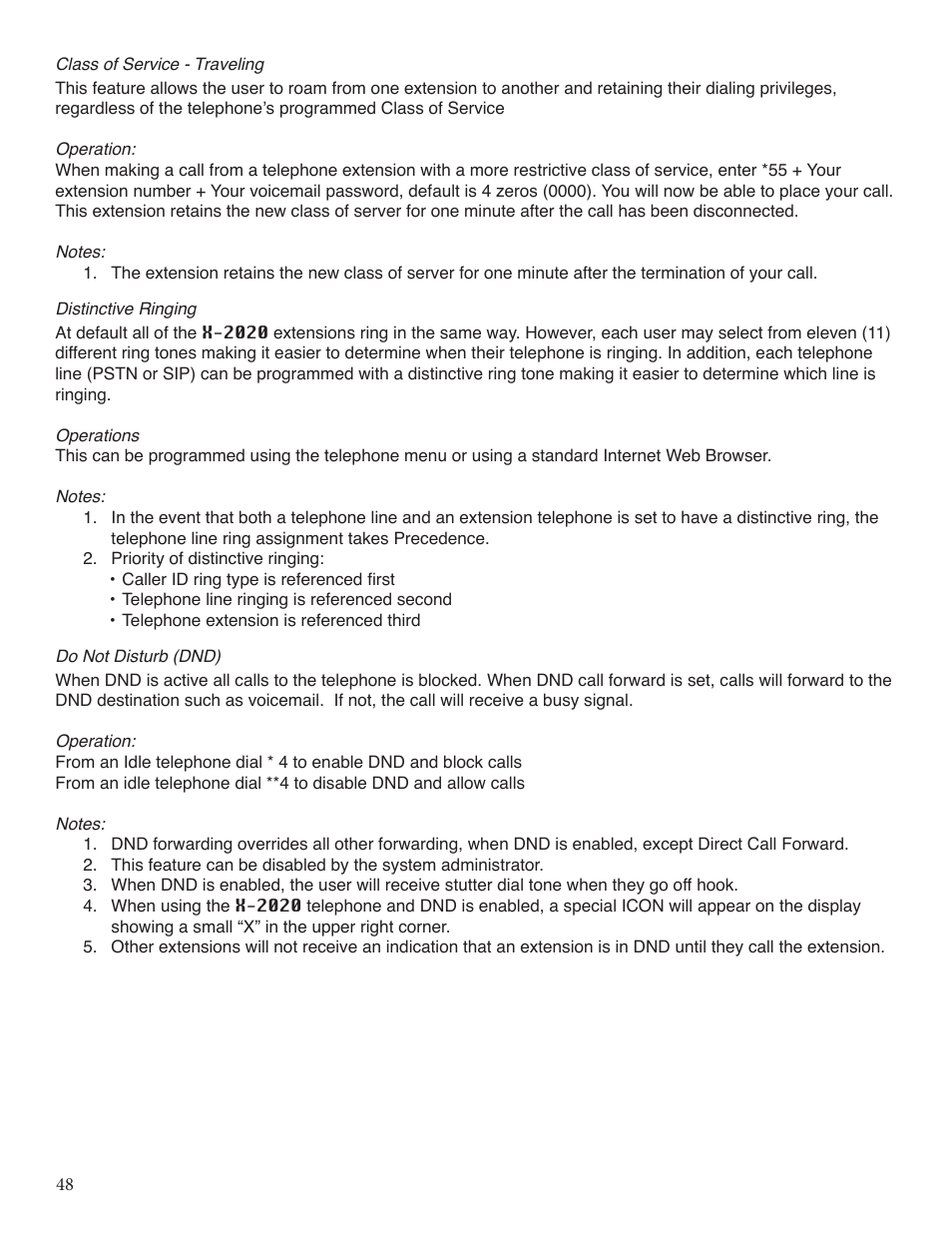 Xblue Networks X-25 User Manual | Page 48 / 148
