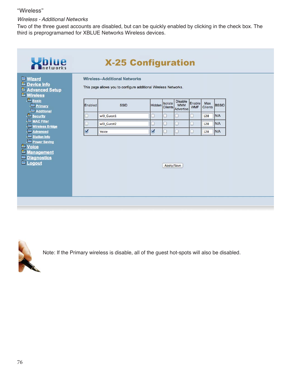Xblue Networks X-25 User Manual | Page 76 / 148