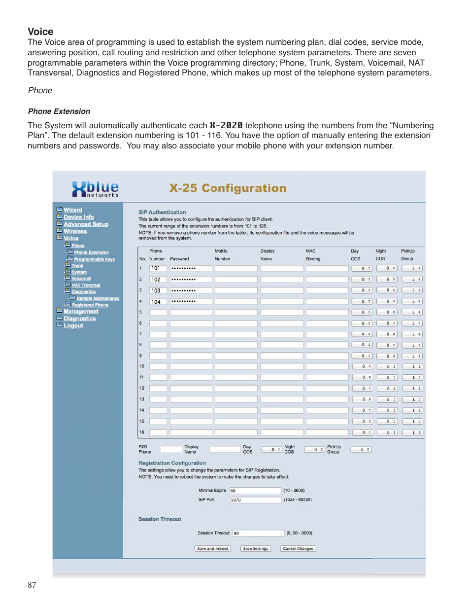 Xblue Networks X-25 User Manual | Page 87 / 148