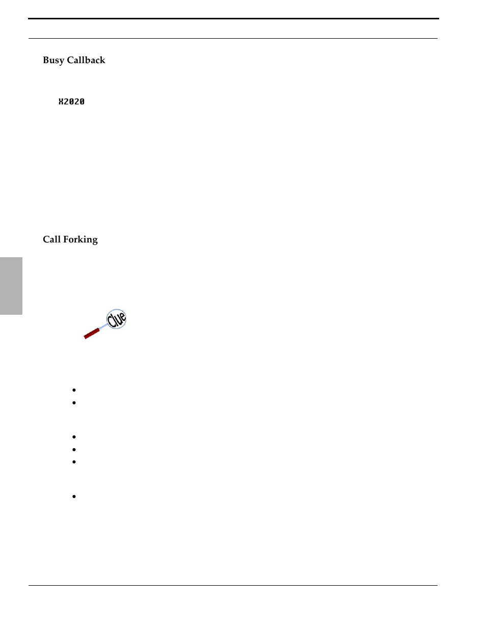 Busy callback, Call forking, Busy callback call forking | Xblue Networks X-2020 User Manual | Page 42 / 106