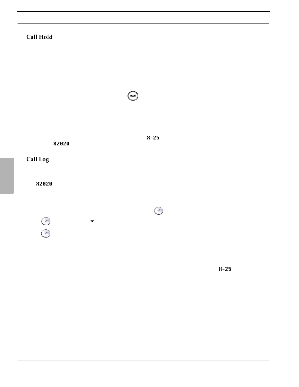 Call hold, Call log, Call hold call log | Xblue Networks X-2020 User Manual | Page 46 / 106