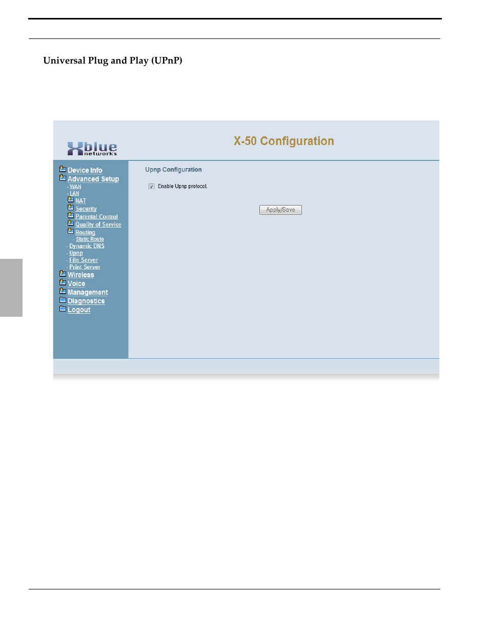 Universal plug and play (upnp) | Xblue Networks X-50 User Manual | Page 142 / 260