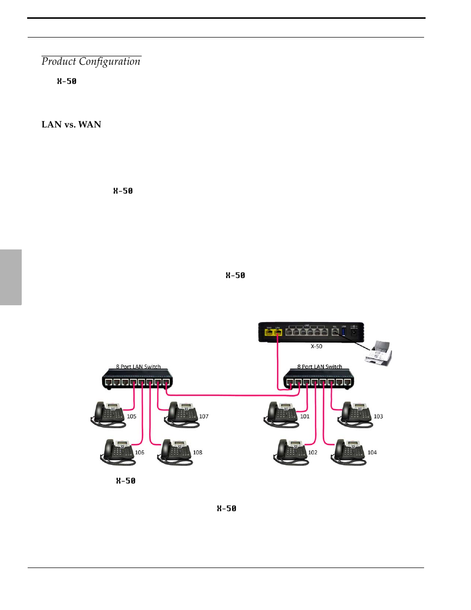 Product configuration, Lan vs. wan, 2 product configuration | Xblue Networks X-50 User Manual | Page 16 / 260