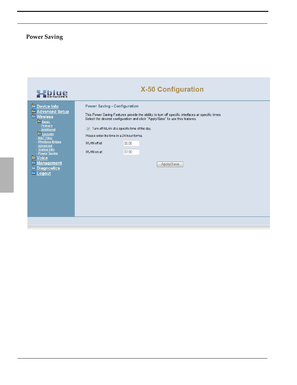 Power saving | Xblue Networks X-50 User Manual | Page 162 / 260