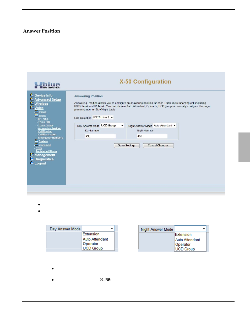 Answer position | Xblue Networks X-50 User Manual | Page 179 / 260