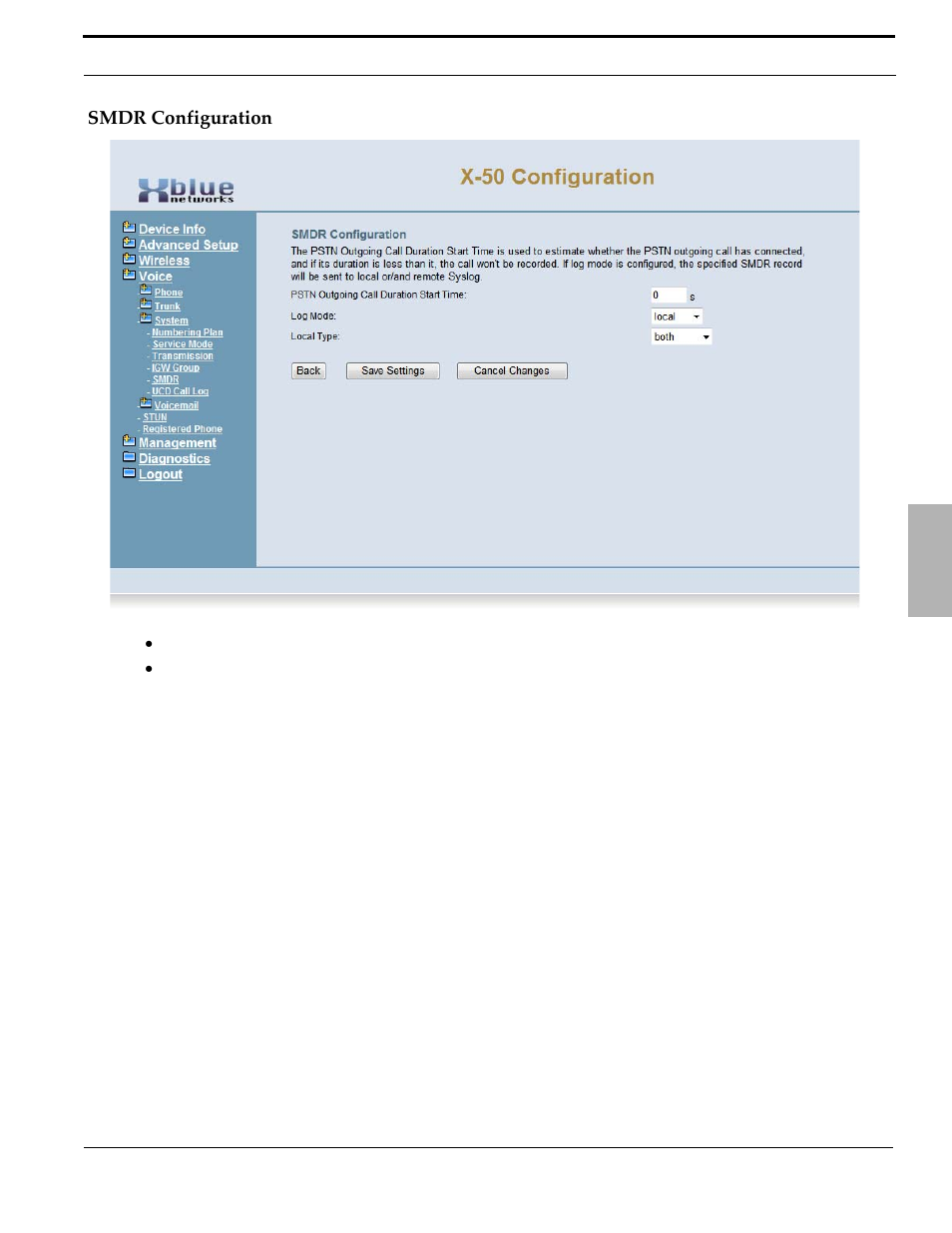 Smdr configuration | Xblue Networks X-50 User Manual | Page 199 / 260