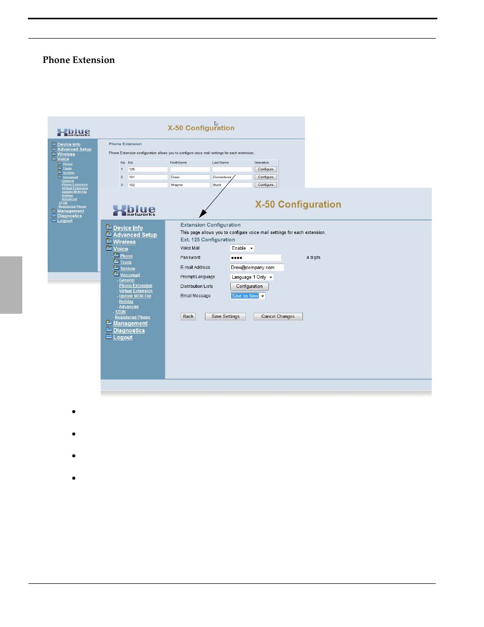 Phone extension | Xblue Networks X-50 User Manual | Page 208 / 260