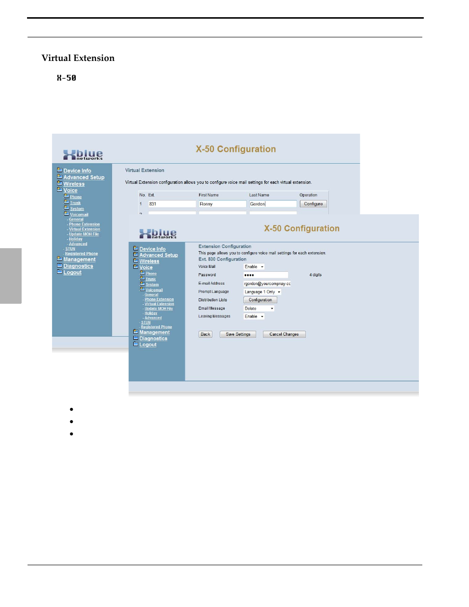 Virtual extension | Xblue Networks X-50 User Manual | Page 210 / 260