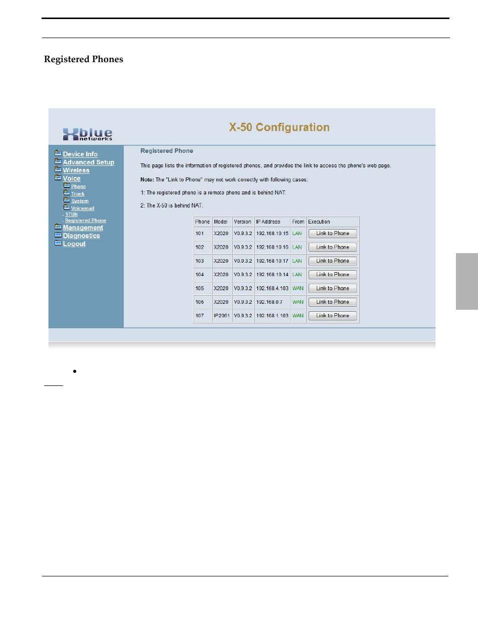 Registered phones | Xblue Networks X-50 User Manual | Page 215 / 260