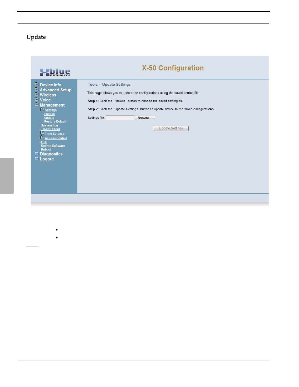 Update | Xblue Networks X-50 User Manual | Page 220 / 260