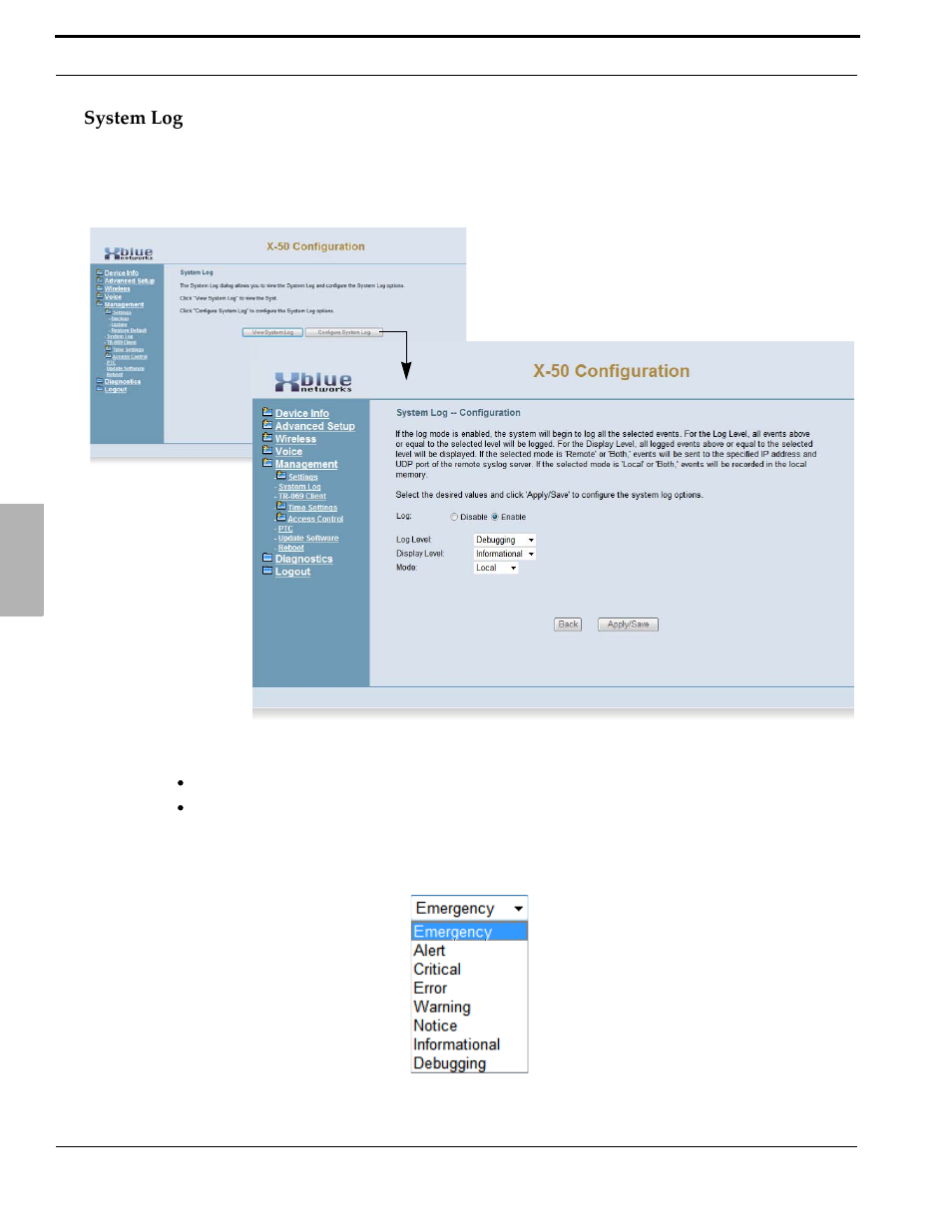 System log | Xblue Networks X-50 User Manual | Page 222 / 260