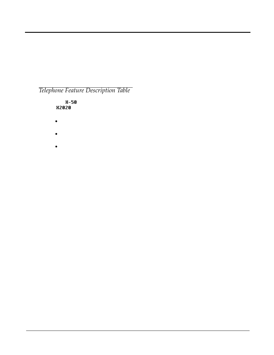 4 telephone feature description table, Telephone feature description table | Xblue Networks X-50 User Manual | Page 47 / 260