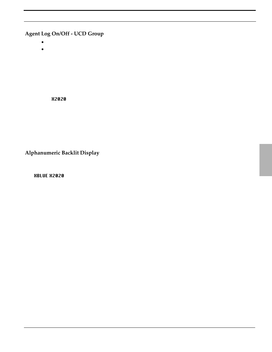 Agent log on/off - ucd group, Alphanumeric backlit display | Xblue Networks X-50 User Manual | Page 53 / 260