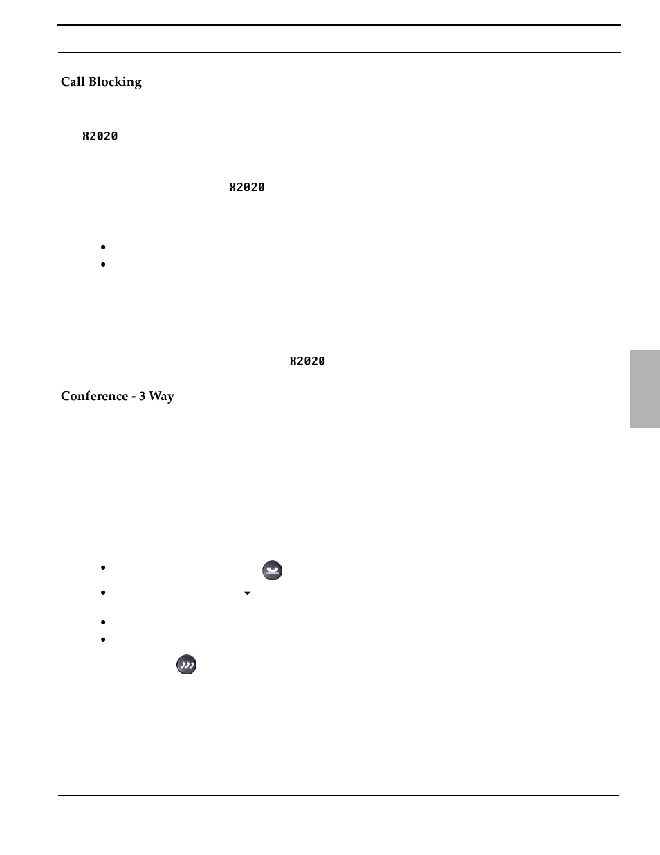 Call blocking, Conference - 3 way, Call blocking conference - 3 way | Xblue Networks X-50 User Manual | Page 61 / 260
