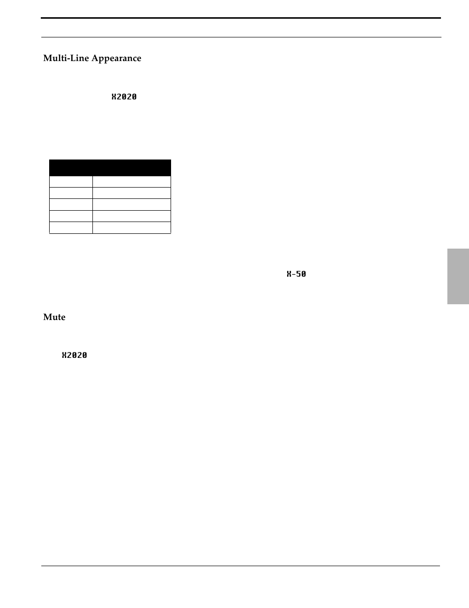 Multi-line appearance, Mute, Multi-line appearance mute | Xblue Networks X-50 User Manual | Page 67 / 260