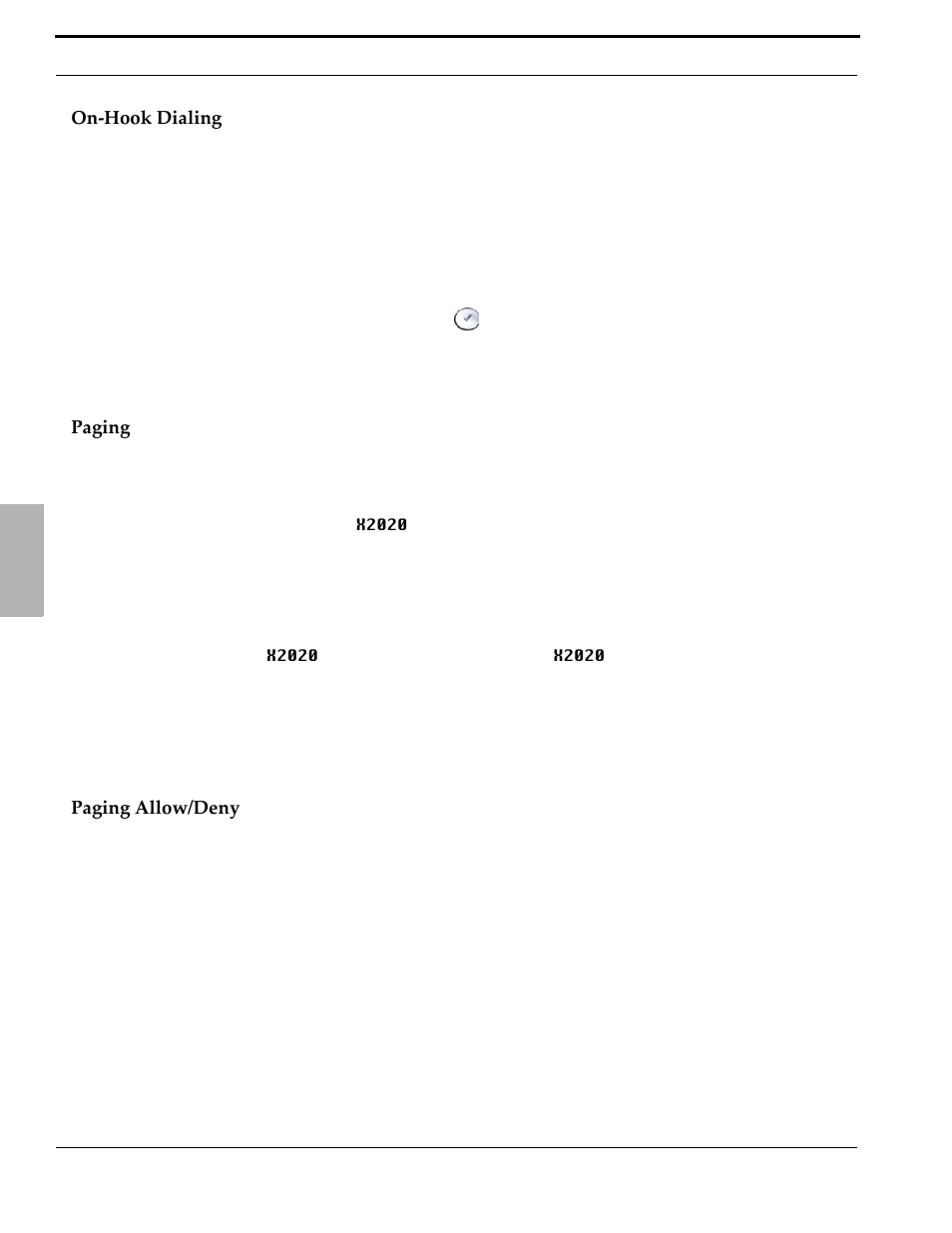 On-hook dialing, Paging, Paging allow/deny | On-hook dialing paging paging allow/deny | Xblue Networks X-50 User Manual | Page 68 / 260