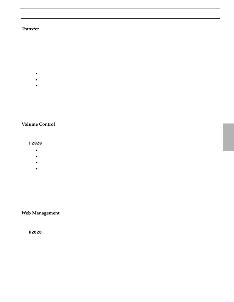 Transfer, Volume control, Web management | Transfer volume control web management | Xblue Networks X-50 User Manual | Page 73 / 260