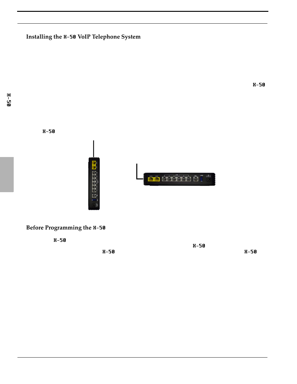 Installing the x-50 voip telephone system, Remove all of the components from the box, Before programming the x-50 | Installing the, Before programming the | Xblue Networks X-50 User Manual | Page 80 / 260
