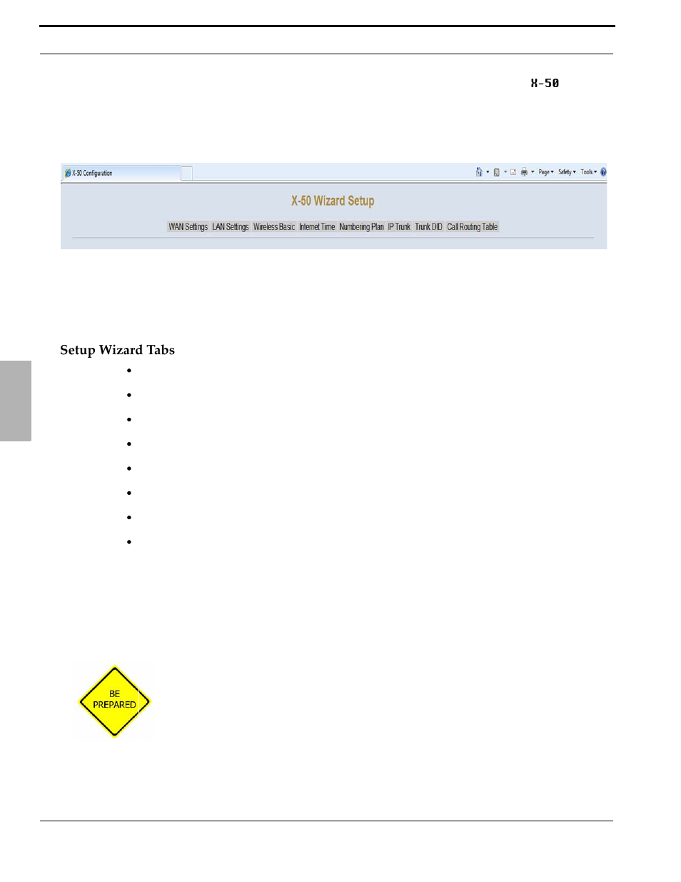 Setup wizard tabs | Xblue Networks X-50 User Manual | Page 82 / 260