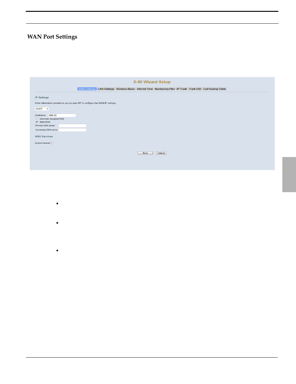 Wan port settings | Xblue Networks X-50 User Manual | Page 83 / 260