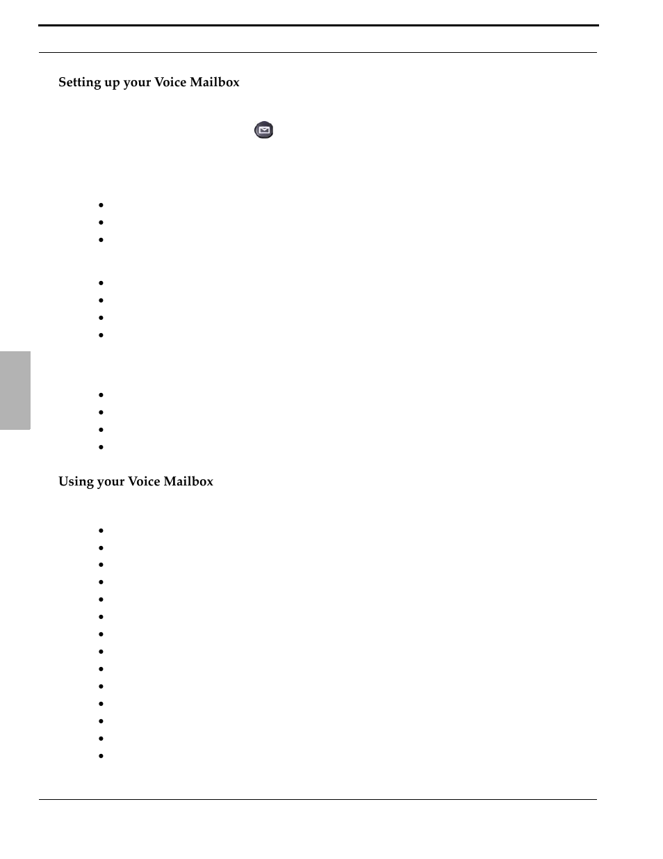 Setting up your voice mailbox, Using your voice mailbox | Xblue Networks X-50 User Manual | Page 102 / 106