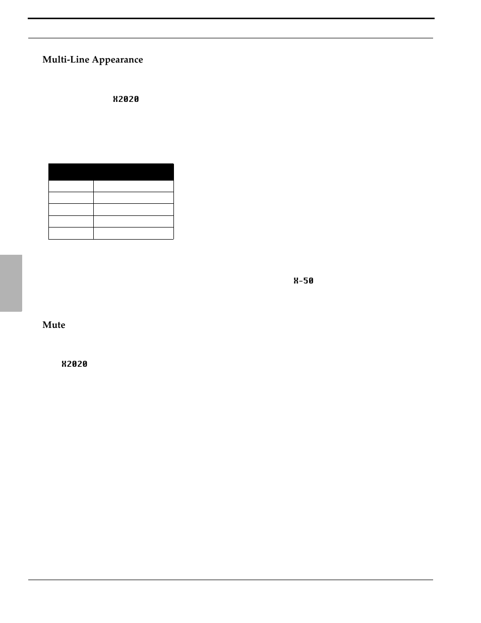 Multi-line appearance, Mute, Multi-line appearance mute | Xblue Networks X-50 User Manual | Page 54 / 106