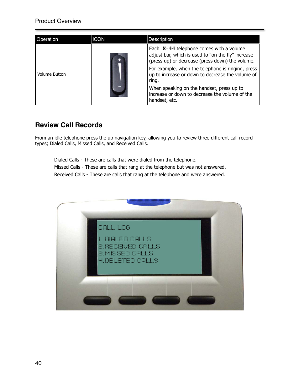 Review call records | Xblue Networks X-44 User Manual | Page 40 / 98