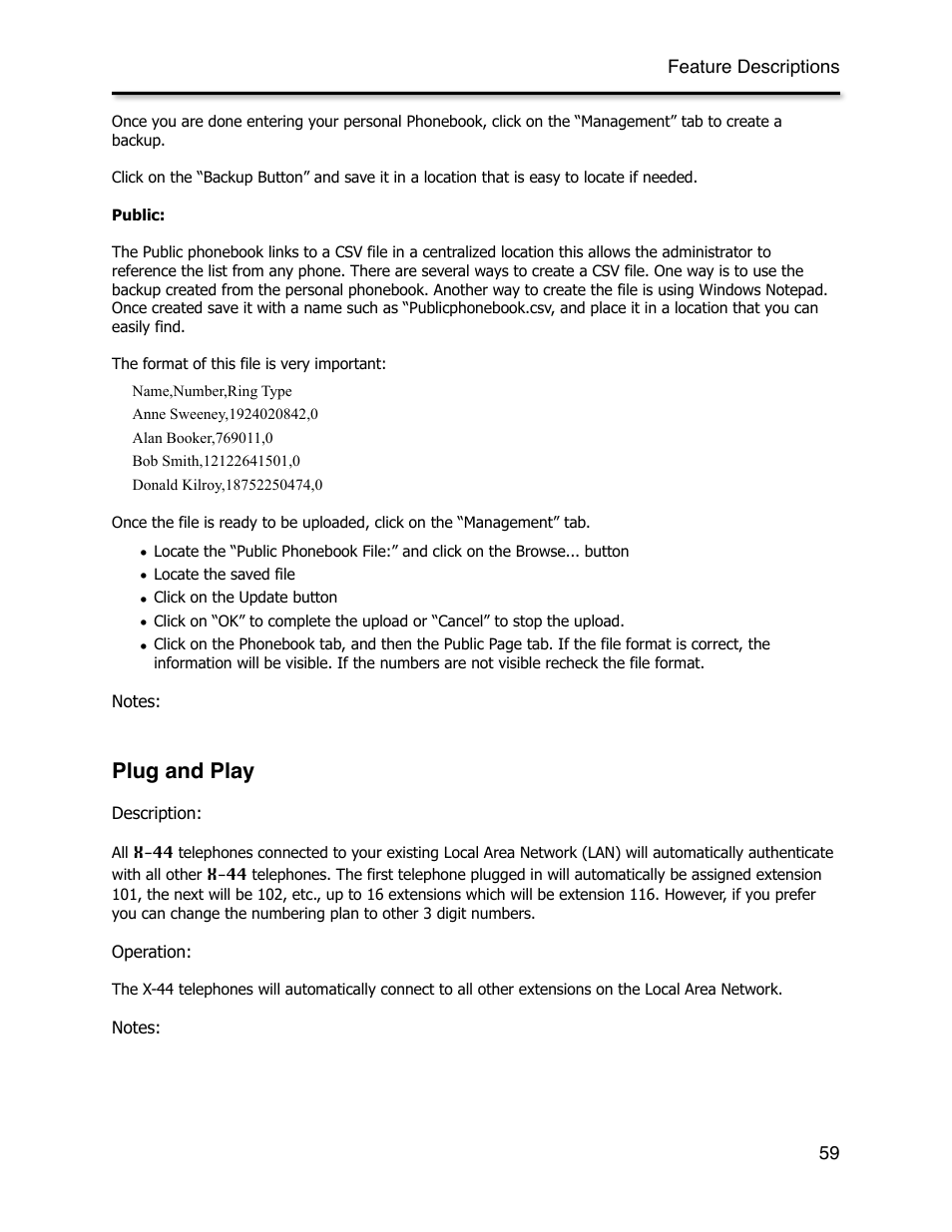 Plug and play | Xblue Networks X-44 User Manual | Page 59 / 98