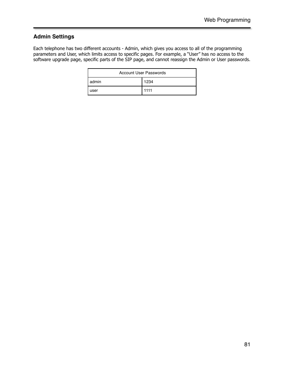 Admin settings | Xblue Networks X-44 User Manual | Page 81 / 98