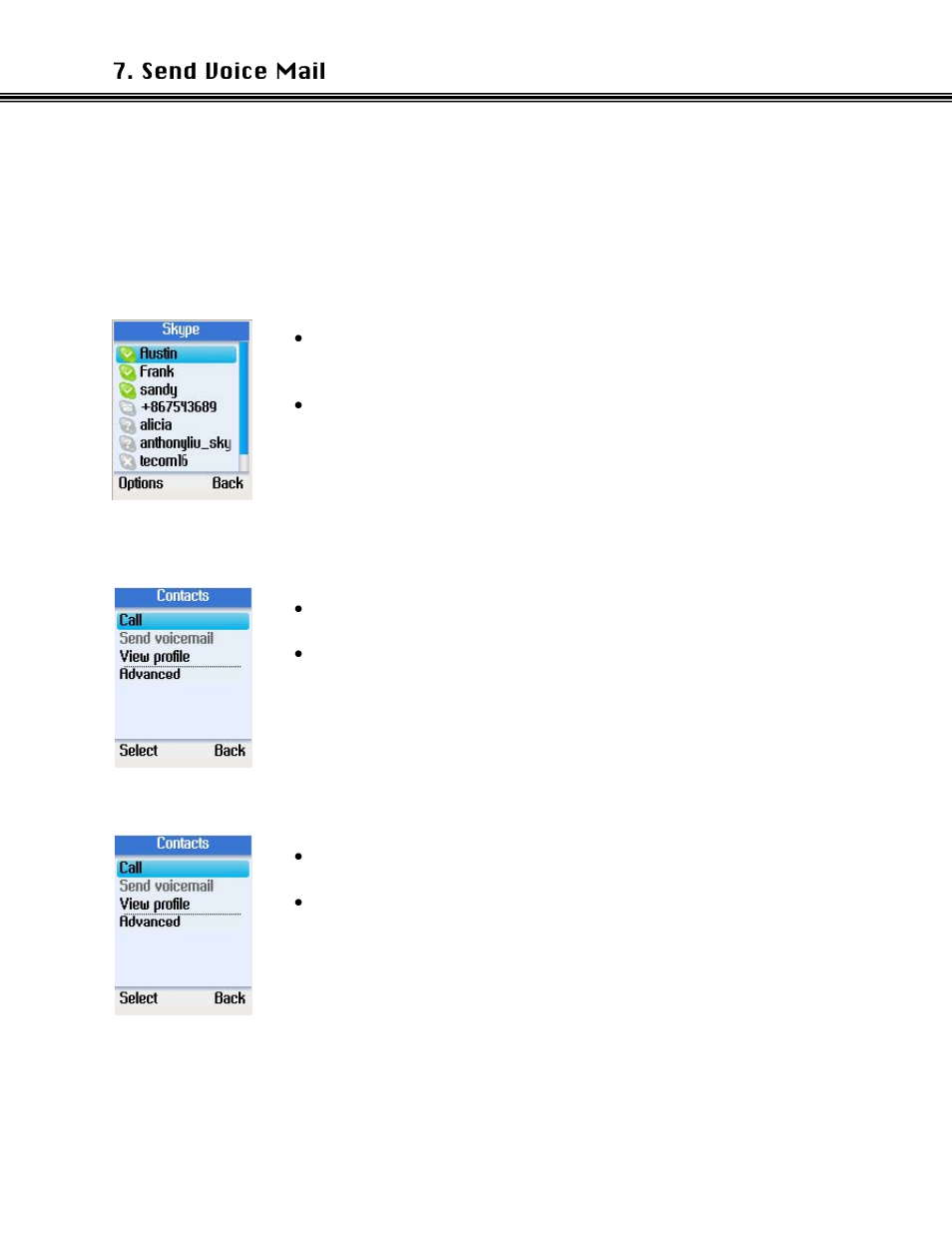 Advanced options, Dvanced, Ptions | Xblue Networks Skype Phone User Manual | Page 20 / 60