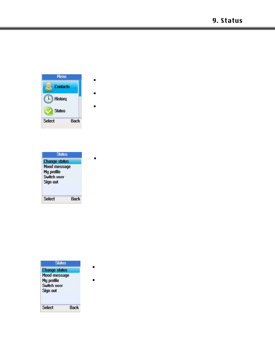 Status, Change status, Hange | Tatus, Refer to | Xblue Networks Skype Phone User Manual | Page 25 / 60