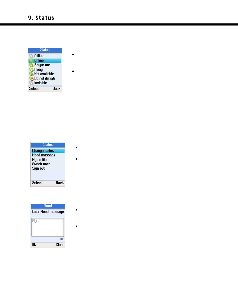 Mood message, Essage | Xblue Networks Skype Phone User Manual | Page 26 / 60