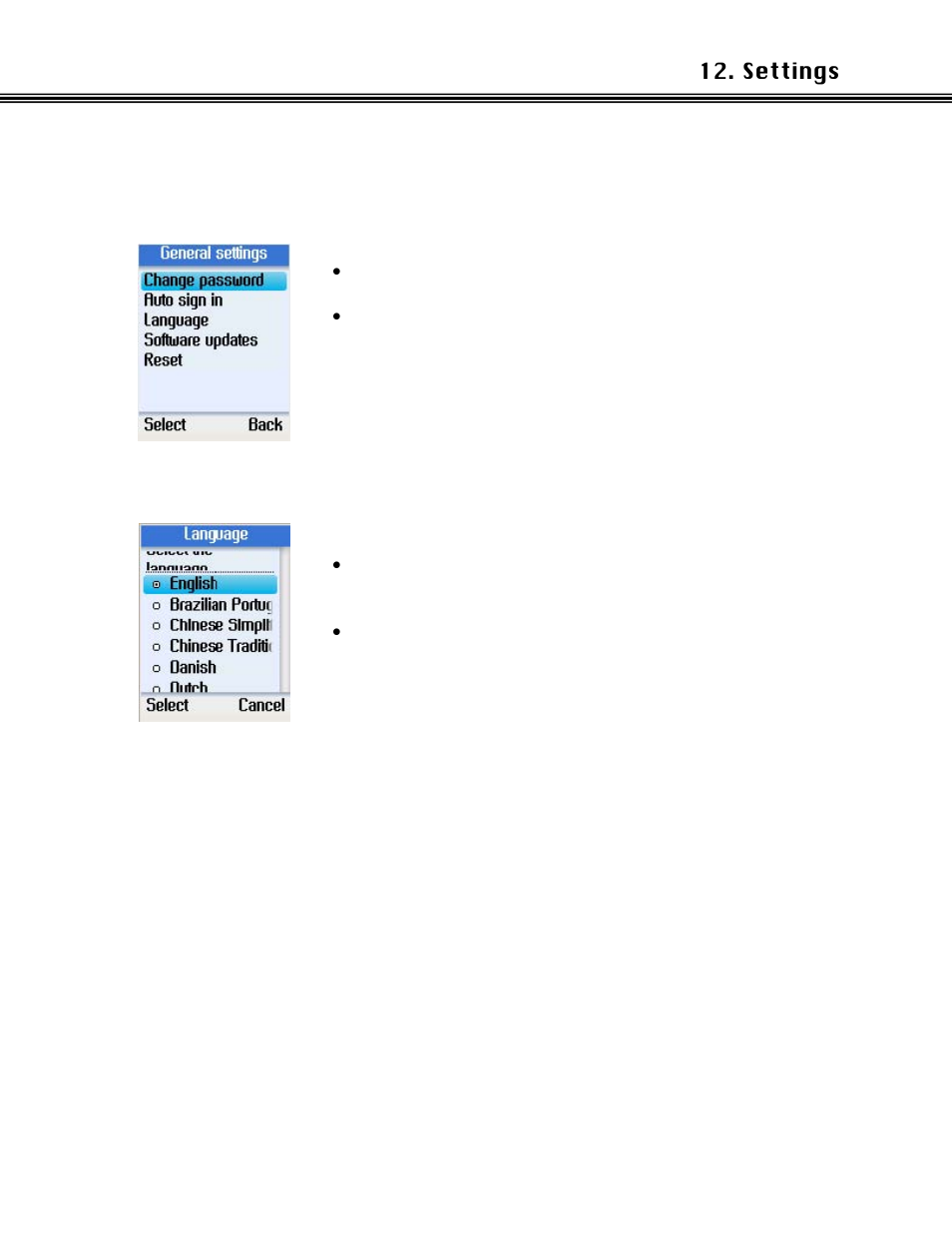 Language, Settings | Xblue Networks Skype Phone User Manual | Page 37 / 60