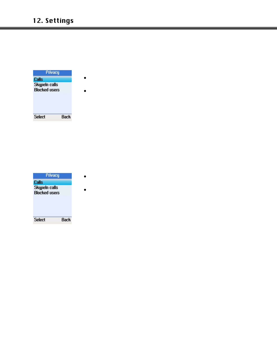 Skypein calls, Blocked users | Xblue Networks Skype Phone User Manual | Page 44 / 60