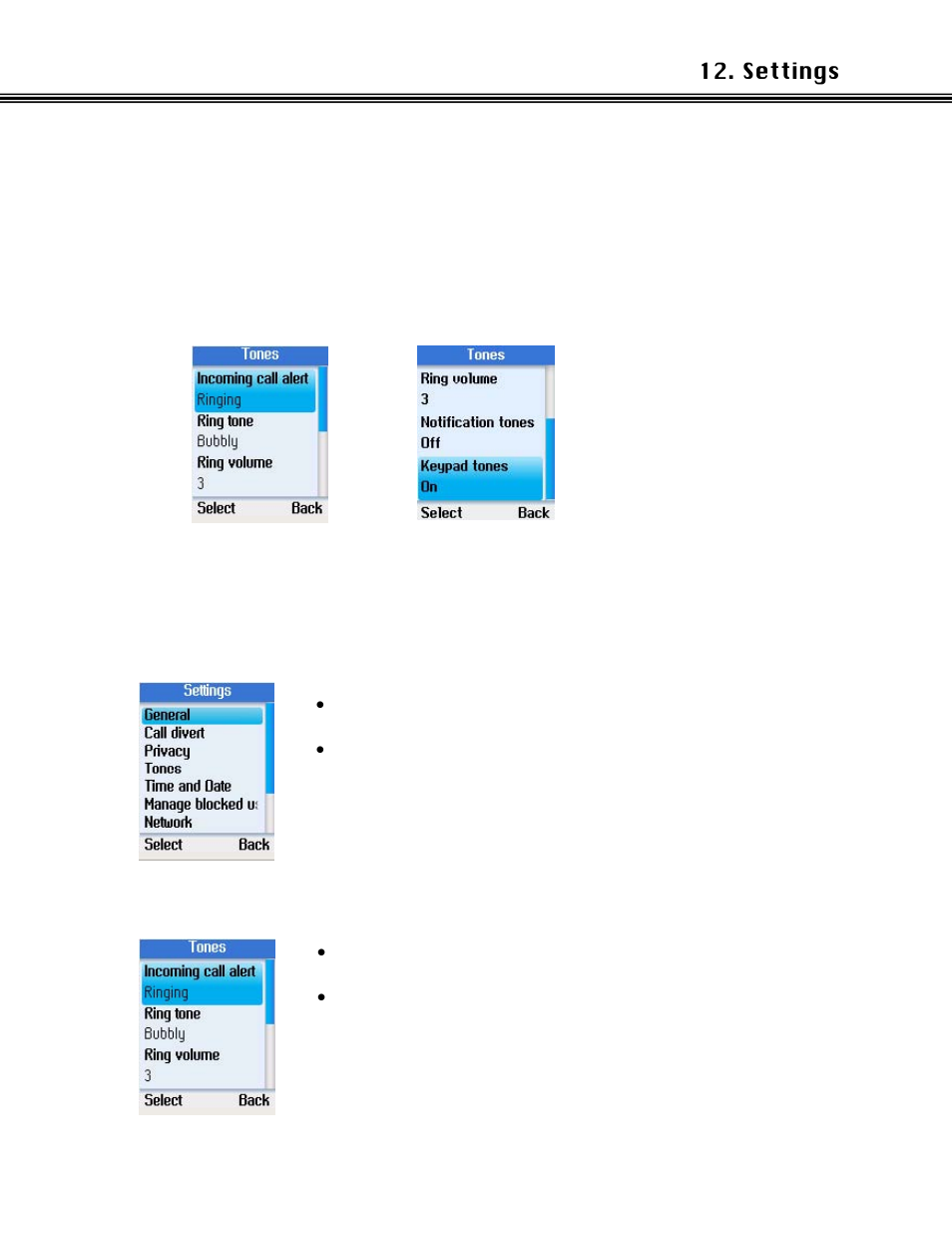 Tones setting, Incoming call alert, Ones | Etting | Xblue Networks Skype Phone User Manual | Page 45 / 60