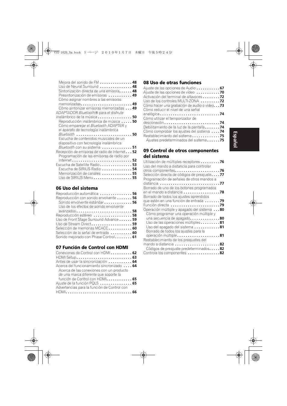 English español | Pioneer VSX-1020 User Manual | Page 133 / 260