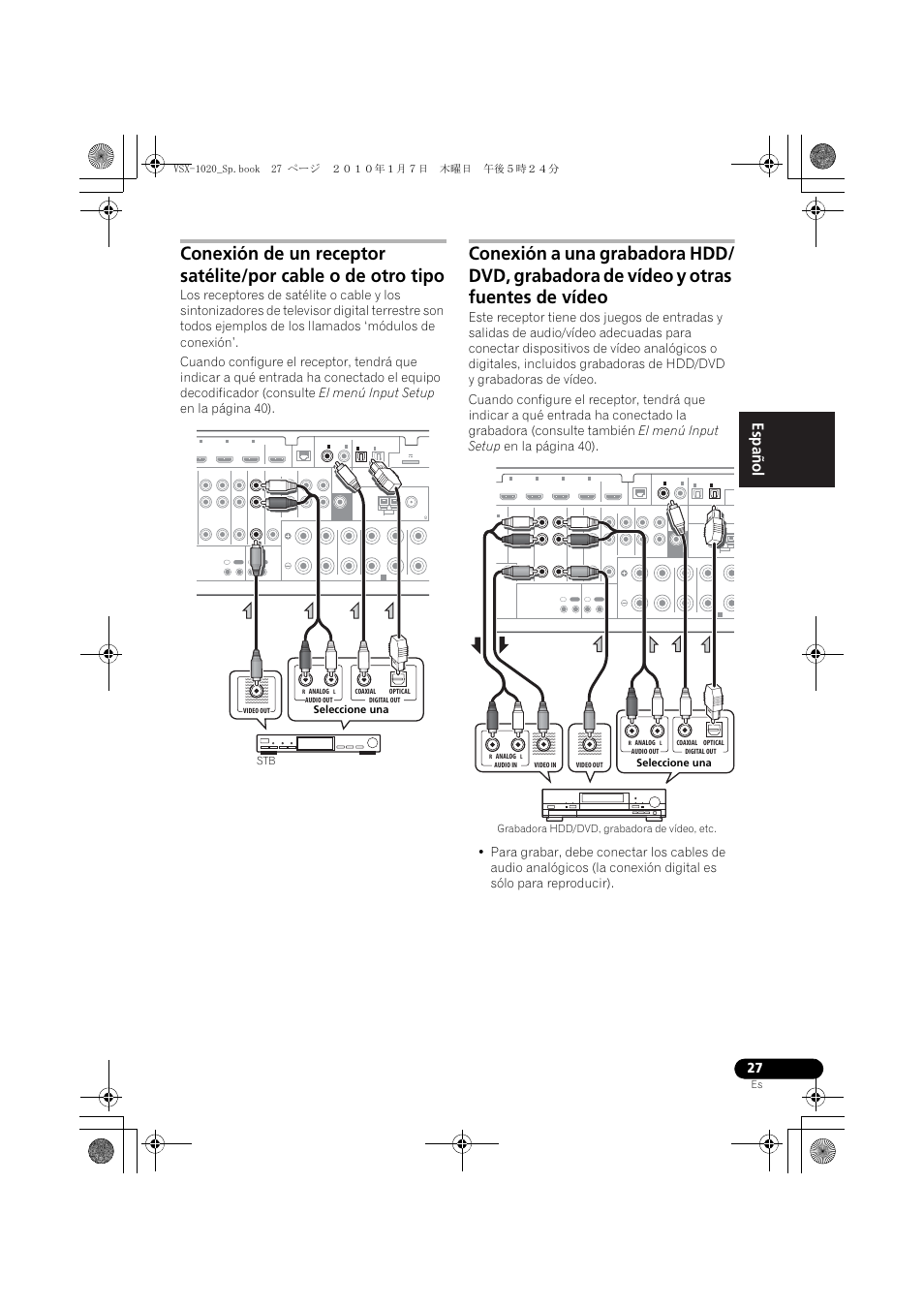English español, Stb seleccione una | Pioneer VSX-1020 User Manual | Page 155 / 260