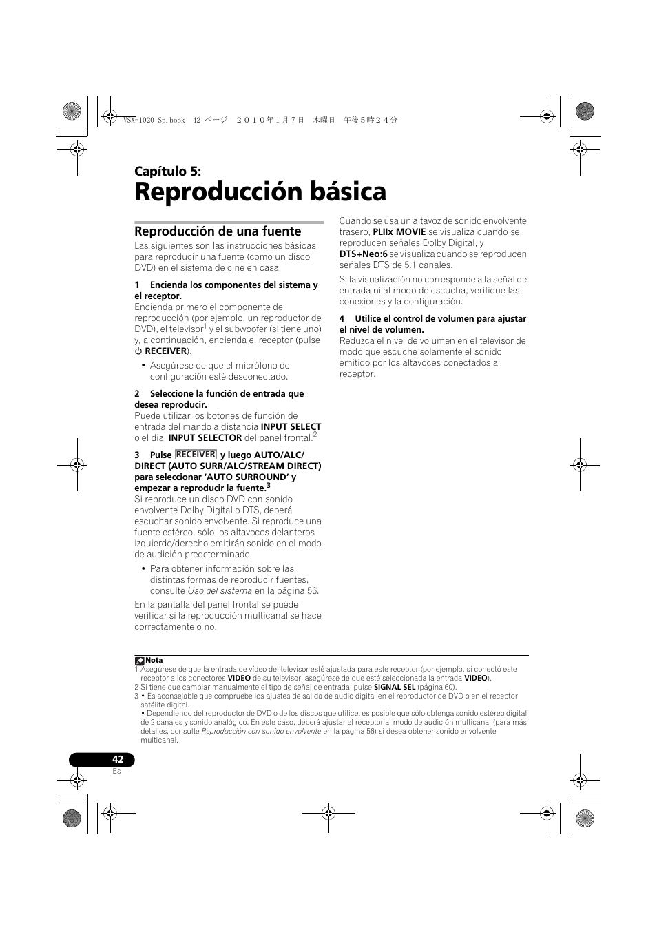 Reproducción básica, Reproducción de una fuente, 05 reproducción básica | Capítulo 5 | Pioneer VSX-1020 User Manual | Page 170 / 260