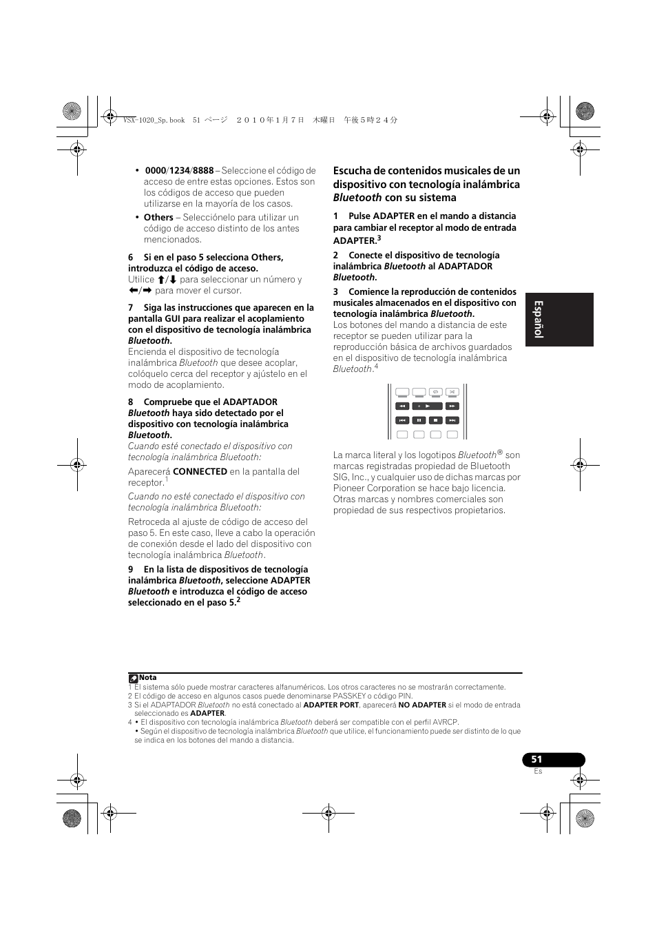 English español | Pioneer VSX-1020 User Manual | Page 179 / 260
