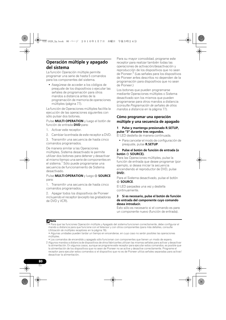 Operación múltiple y apagado del sistema | Pioneer VSX-1020 User Manual | Page 208 / 260