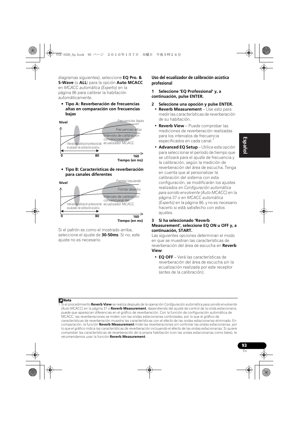 2 seleccione una opoción y pulse enter, English español | Pioneer VSX-1020 User Manual | Page 221 / 260
