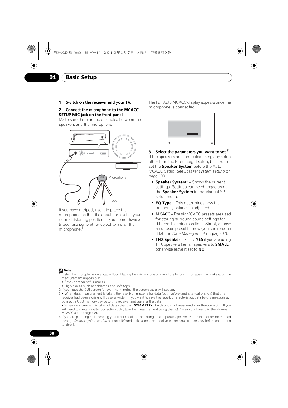 1 switch on the receiver and your tv, 3 select the parameters you want to set, Basic setup 04 | 3select the parameters you want to set | Pioneer VSX-1020 User Manual | Page 38 / 260