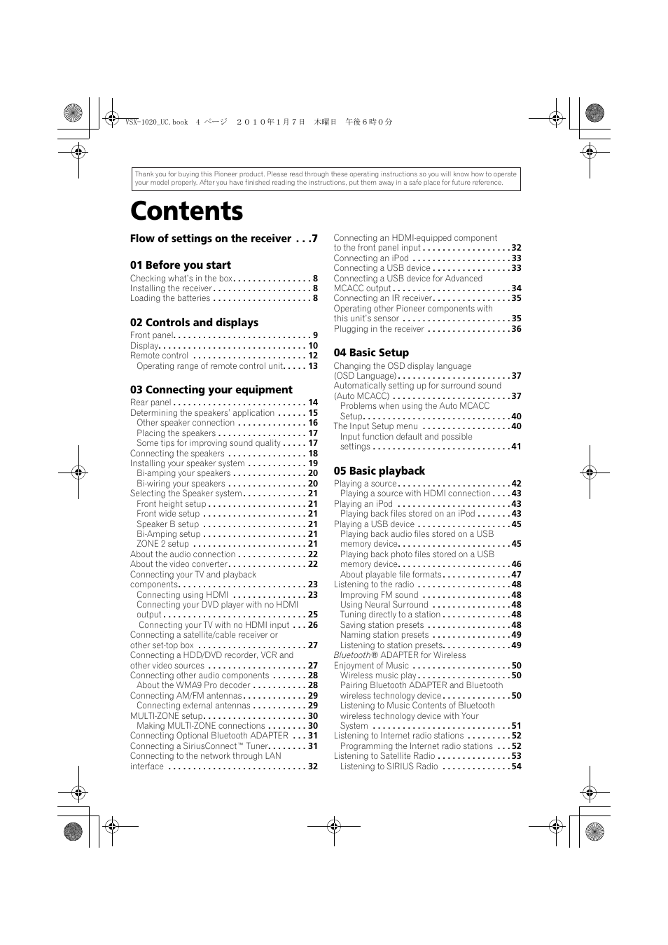 Pioneer VSX-1020 User Manual | Page 4 / 260